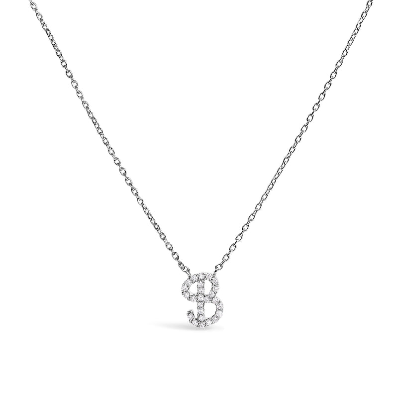 Bids.com 10K White Gold Diamond Accent "A" Initial Script Style Pendant Necklace Necklaces White Smoke White.Gold / 18 / B