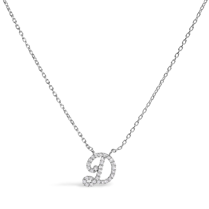 Bids.com 10K White Gold Diamond Accent "A" Initial Script Style Pendant Necklace Necklaces White Smoke White.Gold / 18 / D