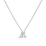 Bids.com 10K White Gold Diamond Accent "A" Initial Script Style Pendant Necklace Necklaces White Smoke White.Gold / 18 / M