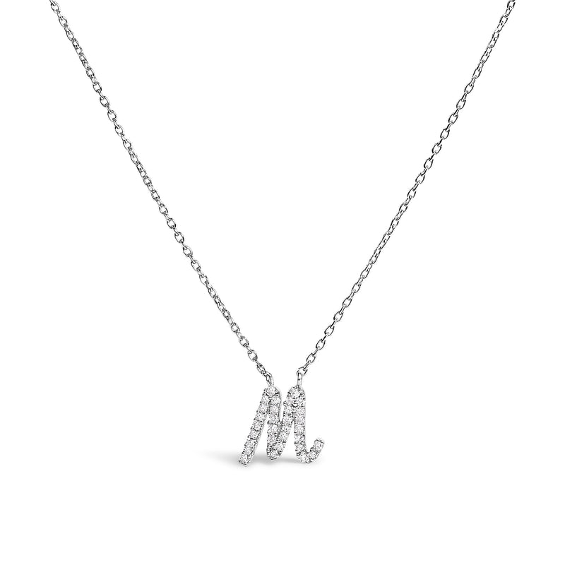 Bids.com 10K White Gold Diamond Accent "A" Initial Script Style Pendant Necklace Necklaces White Smoke White.Gold / 18 / M