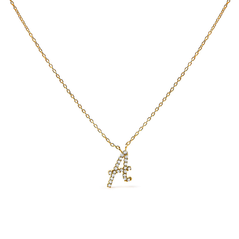 Bids.com 10K White Gold Diamond Accent "A" Initial Script Style Pendant Necklace Necklaces White Smoke Yellow.Gold / 18 / A