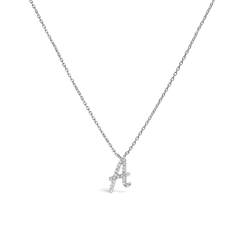 Bids.com 10K White Gold Diamond Accent "A" Initial Script Style Pendant Necklace Necklaces White Smoke White.Gold / 18 / A