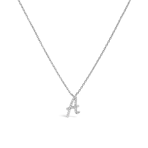 Bids.com 10K White Gold Diamond Accent "A" Initial Script Style Pendant Necklace Necklaces White Smoke White.Gold / 18 / A