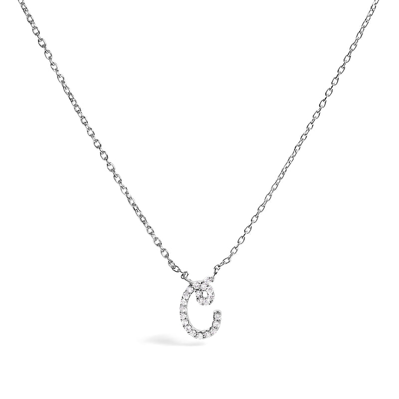 Bids.com 10K White Gold Diamond Accent "A" Initial Script Style Pendant Necklace Necklaces White Smoke White.Gold / 18 / C