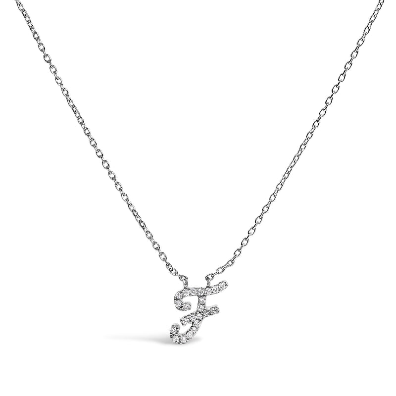 Bids.com 10K White Gold Diamond Accent "A" Initial Script Style Pendant Necklace Necklaces White Smoke White.Gold / 18 / F