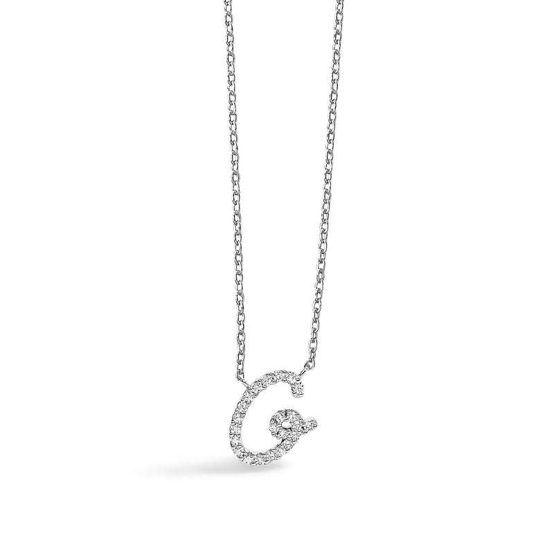 Bids.com 10K White Gold Diamond Accent "A" Initial Script Style Pendant Necklace Necklaces White Smoke White.Gold / 18 / G