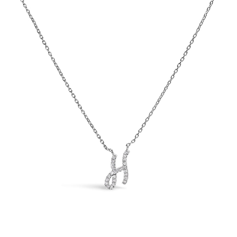 Bids.com 10K White Gold Diamond Accent "A" Initial Script Style Pendant Necklace Necklaces White Smoke White.Gold / 18 / H