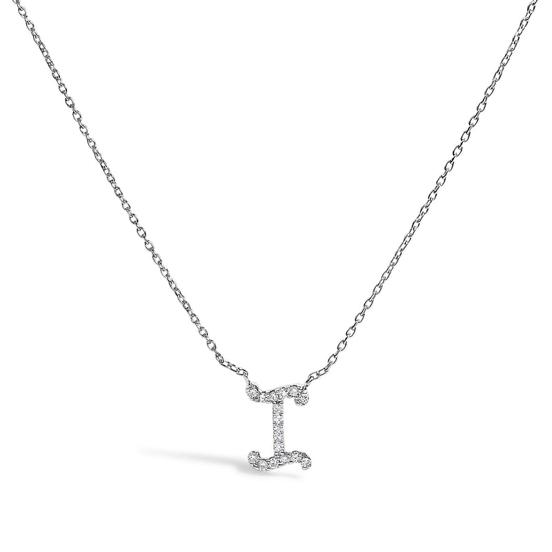 Bids.com 10K White Gold Diamond Accent "A" Initial Script Style Pendant Necklace Necklaces White Smoke White.Gold / 18 / I