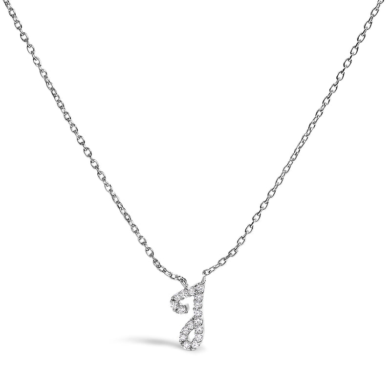 Bids.com 10K White Gold Diamond Accent "A" Initial Script Style Pendant Necklace Necklaces White Smoke White.Gold / 18 / J