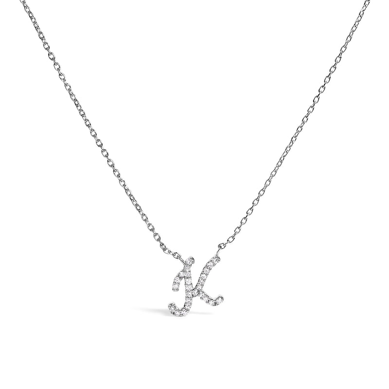 Bids.com 10K White Gold Diamond Accent "A" Initial Script Style Pendant Necklace Necklaces White Smoke White.Gold / 18 / K