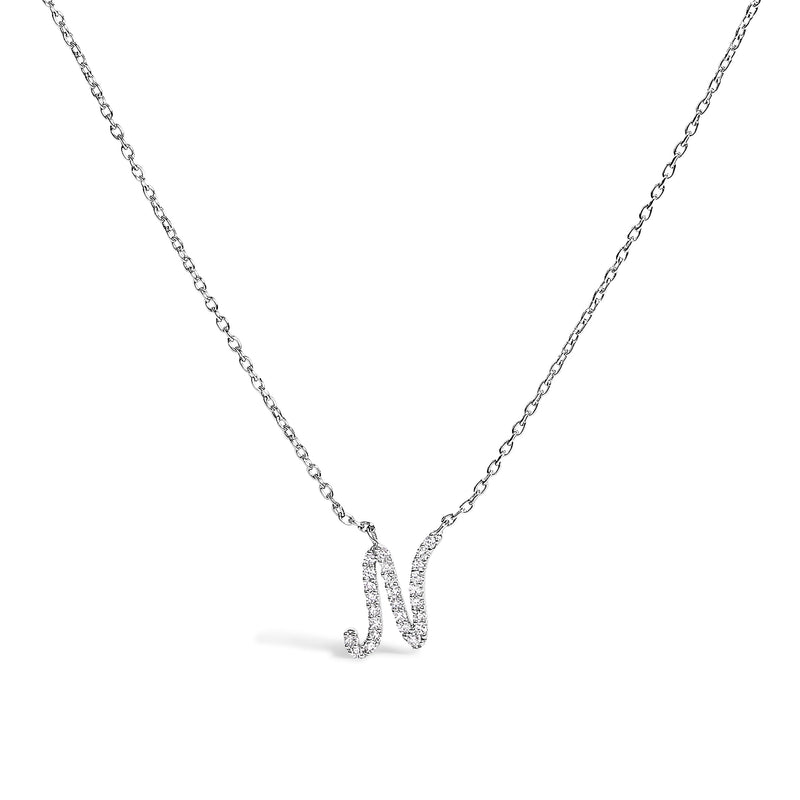 Bids.com 10K White Gold Diamond Accent "A" Initial Script Style Pendant Necklace Necklaces White Smoke White.Gold / 18 / N