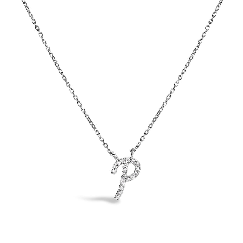 Bids.com 10K White Gold Diamond Accent "A" Initial Script Style Pendant Necklace Necklaces White Smoke White.Gold / 18 / P