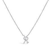 Bids.com 10K White Gold Diamond Accent "A" Initial Script Style Pendant Necklace Necklaces White Smoke White.Gold / 18 / R