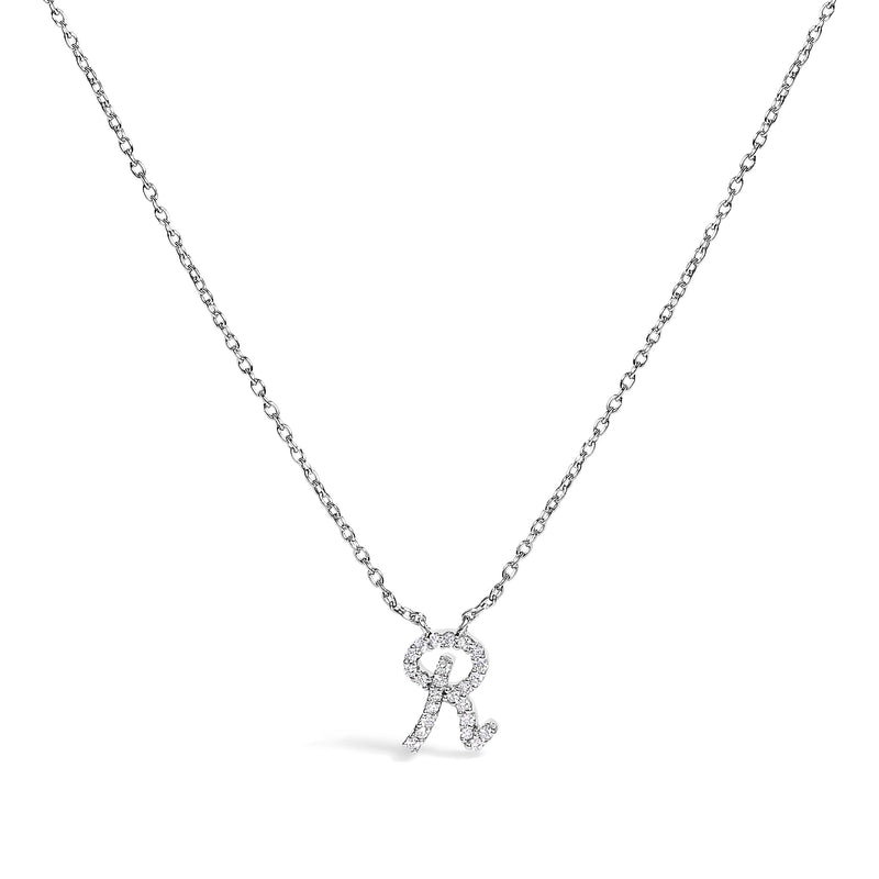 Bids.com 10K White Gold Diamond Accent "A" Initial Script Style Pendant Necklace Necklaces White Smoke White.Gold / 18 / R