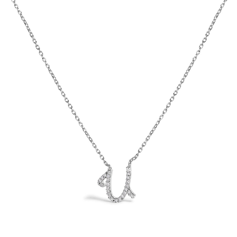 Bids.com 10K White Gold Diamond Accent "A" Initial Script Style Pendant Necklace Necklaces White Smoke White.Gold / 18 / U