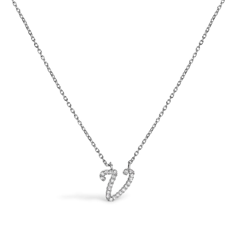 Bids.com 10K White Gold Diamond Accent "A" Initial Script Style Pendant Necklace Necklaces White Smoke White.Gold / 18 / V