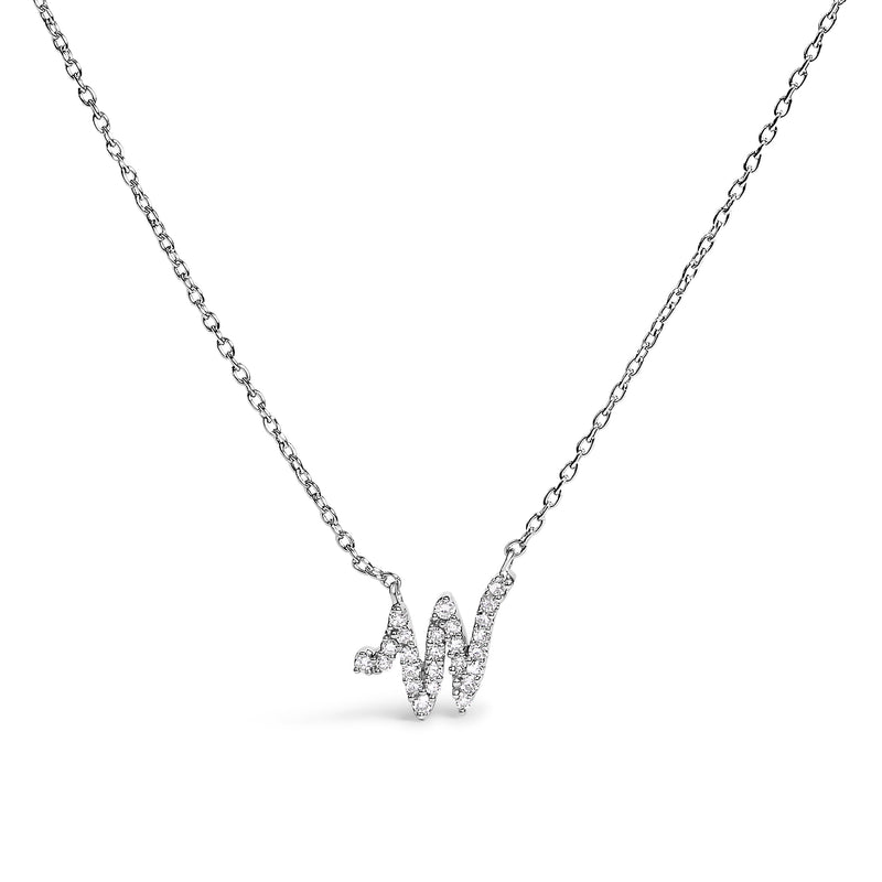 Bids.com 10K White Gold Diamond Accent "A" Initial Script Style Pendant Necklace Necklaces White Smoke White.Gold / 18 / W