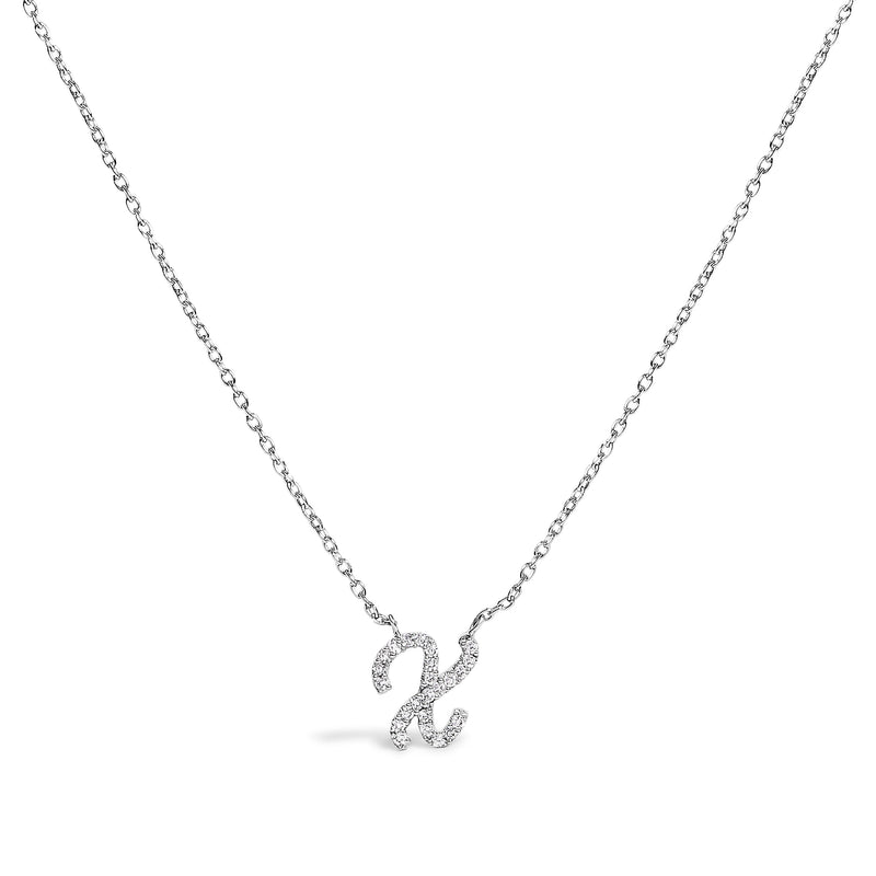 Bids.com 10K White Gold Diamond Accent "A" Initial Script Style Pendant Necklace Necklaces White Smoke White.Gold / 18 / X