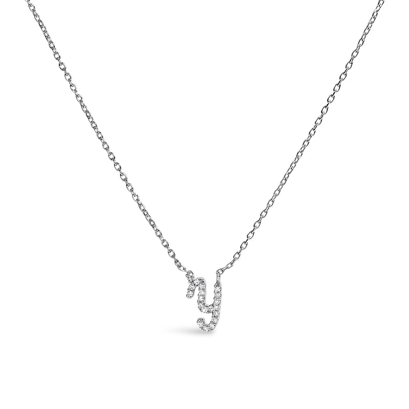 Bids.com 10K White Gold Diamond Accent "A" Initial Script Style Pendant Necklace Necklaces White Smoke White.Gold / 18 / Y