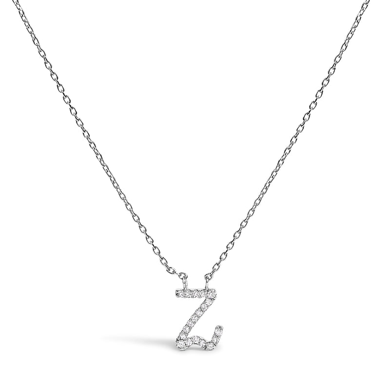 Bids.com 10K White Gold Diamond Accent "A" Initial Script Style Pendant Necklace Necklaces White Smoke White.Gold / 18 / Z