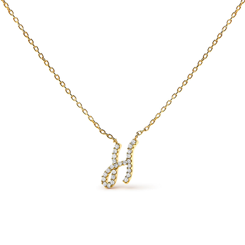 Bids.com 10K White Gold Diamond Accent "A" Initial Script Style Pendant Necklace Necklaces White Smoke Yellow.Gold / 18 / H