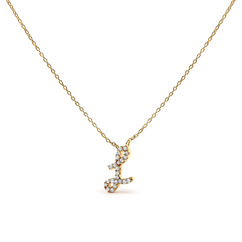 Bids.com 10K White Gold Diamond Accent "A" Initial Script Style Pendant Necklace Necklaces White Smoke Yellow.Gold / 18 / L