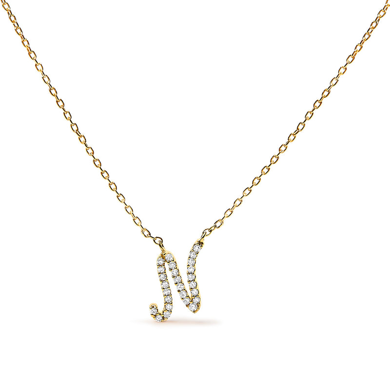 Bids.com 10K White Gold Diamond Accent "A" Initial Script Style Pendant Necklace Necklaces White Smoke Yellow.Gold / 18 / N
