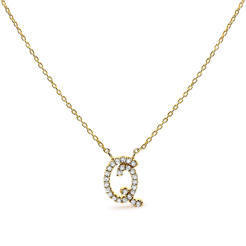 Bids.com 10K White Gold Diamond Accent "A" Initial Script Style Pendant Necklace Necklaces White Smoke Yellow.Gold / 18 / Q