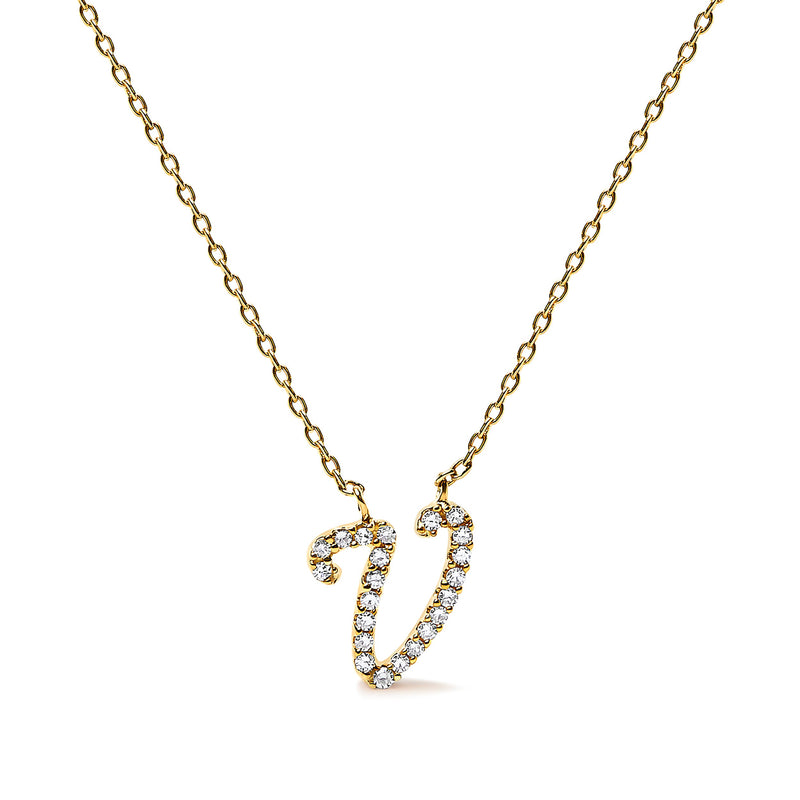 Bids.com 10K White Gold Diamond Accent "A" Initial Script Style Pendant Necklace Necklaces White Smoke Yellow.Gold / 18 / V