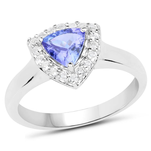 Bids.com 1.02 Carat Genuine Tanzanite and White Topaz .925 Sterling Silver Ring Rings White Smoke size 6.00,size 7.00,size 8.00