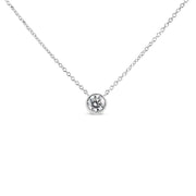 Bids.com 10K White Gold 1/2 Carat Round Brilliant-Cut Diamond Modern Bezel-Set Solitaire 16"-18" Pendant Necklace (H-I Color, SI2-I1 Clarity) Necklaces White Smoke White.Gold / 18