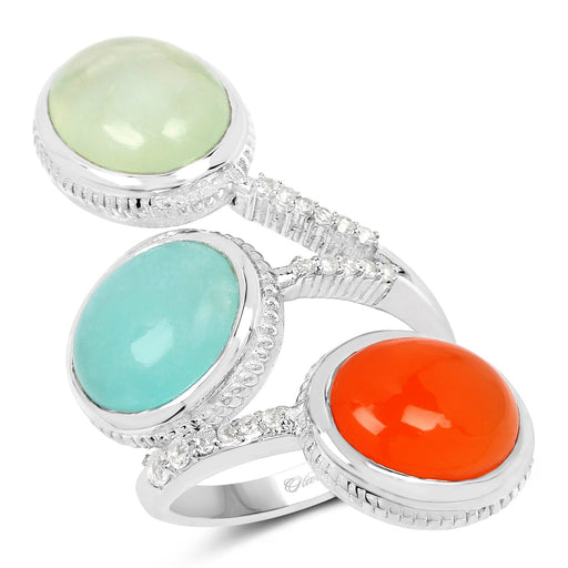 Bids.com 9.50 Carat Genuine Multi Stone .925 Sterling Silver Ring Rings White Smoke size 6.00,size 7.00,size 8.00,size 9.00