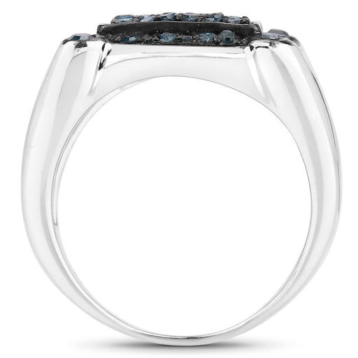 Bids.com 0.81 Carat Genuine Blue Diamond .925 Sterling Silver Ring Rings White Smoke size 7.00,size 8.00,size 6.00,size 5.00,size 9.00