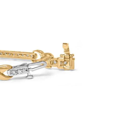 Bids.com 10K Yellow Gold 1.00 Cttw Pave Set Diamond Bar and  X-Link 7" Bracelet (I-J Color, I3 Quality) Bracelets White Smoke Yellow.Gold / 7
