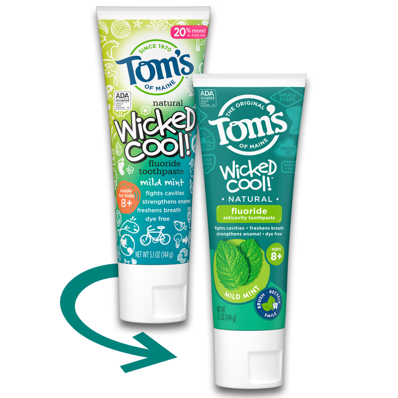 Tom's of Maine Tom's of Maine Wicked Cool! Fluoride Natural Toothpaste For Kids Mild Mint Toothpaste White Smoke