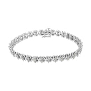 Bids.com .925 Sterling Silver 1.0 Cttw Diamond Miracle-Set X-Link 7" Tennis Bracelet (I-J Color, I3 Clarity) Bracelets White Smoke White.Sterling Silver / 7