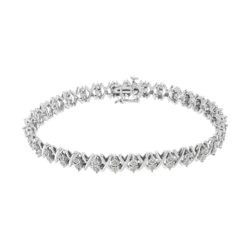Bids.com .925 Sterling Silver 1.0 Cttw Diamond Miracle-Set X-Link 7" Tennis Bracelet (I-J Color, I3 Clarity) Bracelets White Smoke White.Sterling Silver / 7