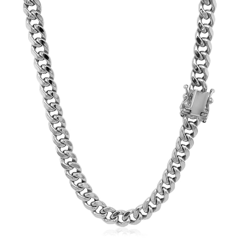 Bids.com 5.5mm 14k White Gold Miami Cuban Semi Solid Chain Necklaces White Smoke 22 / White Gold