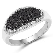 Bids.com 0.46 Carat Genuine Black Diamond and White Diamond .925 Sterling Silver Ring Rings White Smoke size 6.00,size 7.00,size 8.00,size 9.00