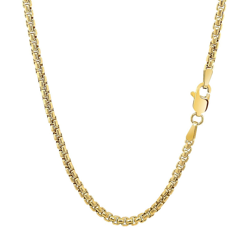 Bids.com 14k Yellow Gold Solid Round Box Chain 2.5 mm Necklaces White Smoke 16 / Yellow Gold,18 / Yellow Gold,20 / Yellow Gold,24 / Yellow Gold