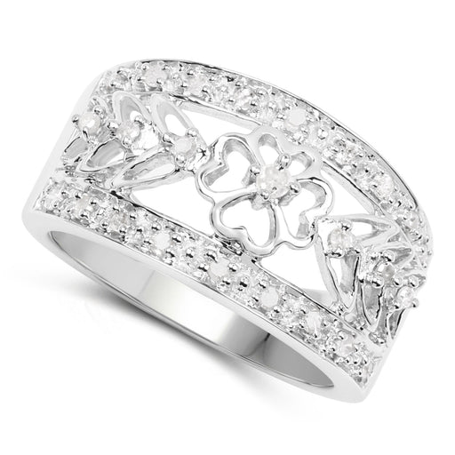 Bids.com 0.31 Carat Genuine White Diamond .925 Sterling Silver Ring Rings White Smoke size 7.00,size 6.00,size 8.00,size 9.00
