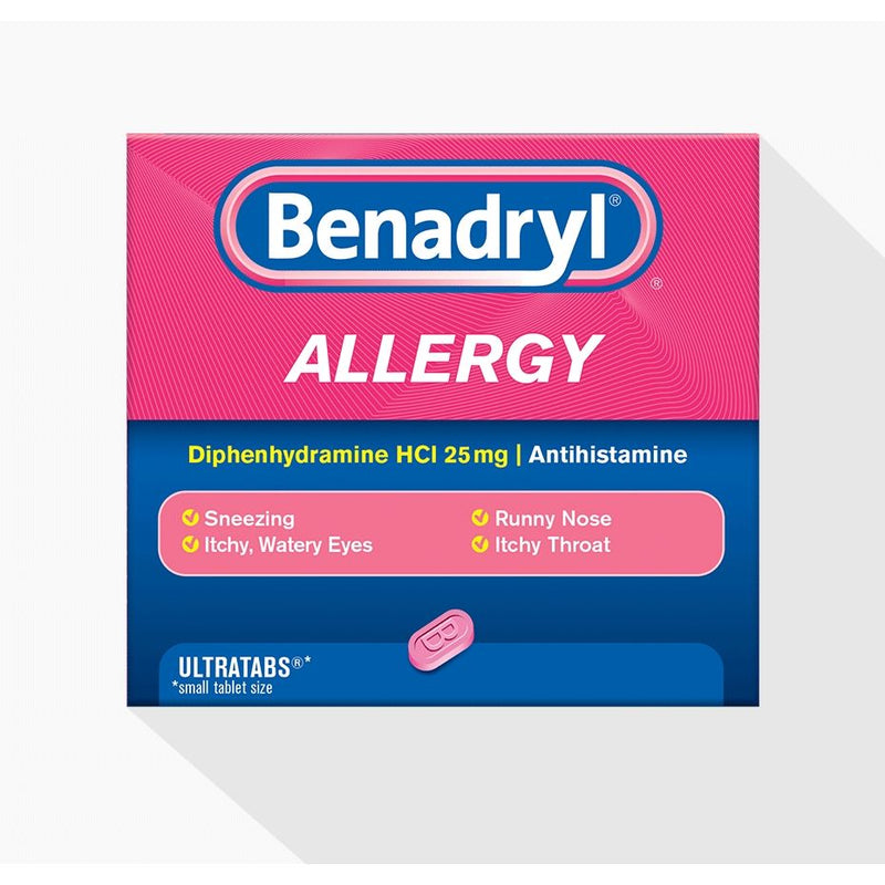 Benadryl Benadryl Ultratabs Antihistamine Allergy Relief Tablets, Diphenhydramine HCl 25mg, 24 Ct Health & Beauty Violet Red