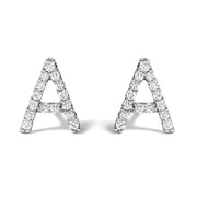 Bids.com 10K White Gold 1/10 Cttw Diamond Initial â€œAâ€ Stud Earring Earrings White Smoke White.Gold / 0.09 / A
