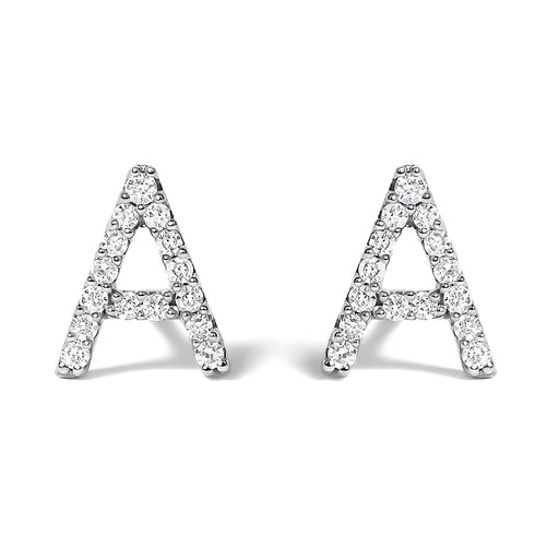Bids.com 10K White Gold 1/10 Cttw Diamond Initial â€œAâ€ Stud Earring Earrings White Smoke White.Gold / 0.09 / A