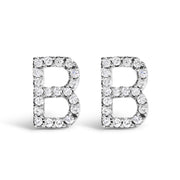 Bids.com 10K White Gold 1/10 Cttw Diamond Initial â€œAâ€ Stud Earring Earrings White Smoke White.Gold / 0.12 / B
