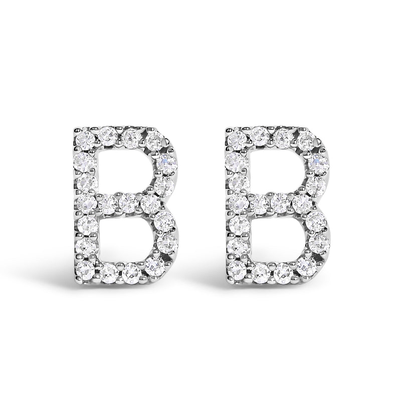 Bids.com 10K White Gold 1/10 Cttw Diamond Initial â€œAâ€ Stud Earring Earrings White Smoke White.Gold / 0.12 / B