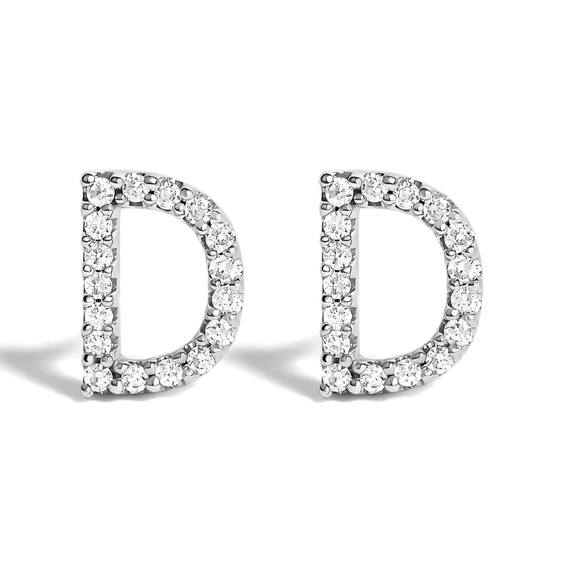 Bids.com 10K White Gold 1/10 Cttw Diamond Initial â€œAâ€ Stud Earring Earrings White Smoke White.Gold / 0.1 / D