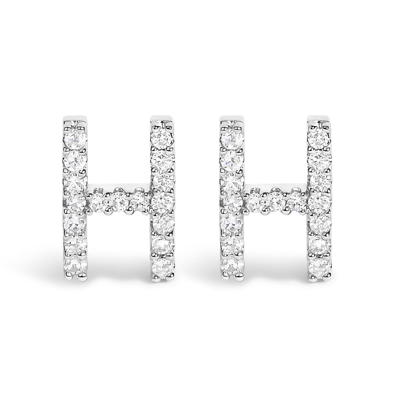 Bids.com 10K White Gold 1/10 Cttw Diamond Initial â€œAâ€ Stud Earring Earrings White Smoke White.Gold / 0.1 / H