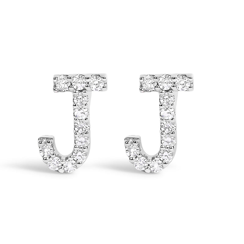 Bids.com 10K White Gold 1/10 Cttw Diamond Initial â€œAâ€ Stud Earring Earrings White Smoke White.Gold / 0.09 / J