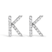 Bids.com 10K White Gold 1/10 Cttw Diamond Initial â€œAâ€ Stud Earring Earrings White Smoke White.Gold / 0.1 / K
